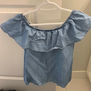 Denim off the shoulder shirt